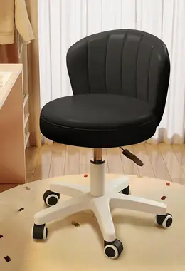 Cute Armless Rolling Vanity Chair with PU Leather