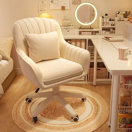 Velvet Desk Chair with Pillow Upholstered Vanity Chair